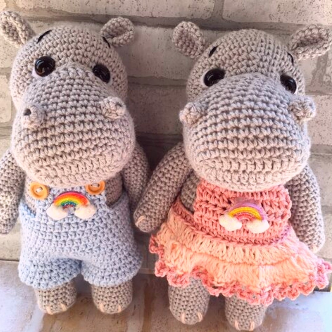 75 - Nenéns hipopótamos de crochê - Amigurumi