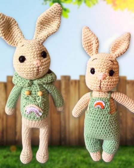 80 - Irmãos coelhos de crochê - Amigurumi