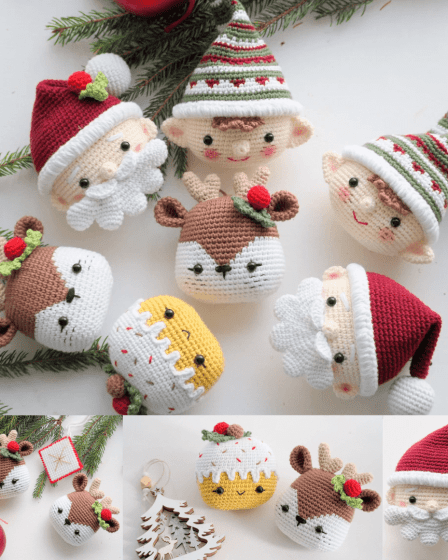 139 - Decoração para árvore de natal de crochê - Enfeites de Natal de Amigurumi (1)