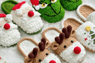 220 - Pantufas de natal amigurumi - Pantufas natalinas - Receita Passo a Passo - 1 (1)