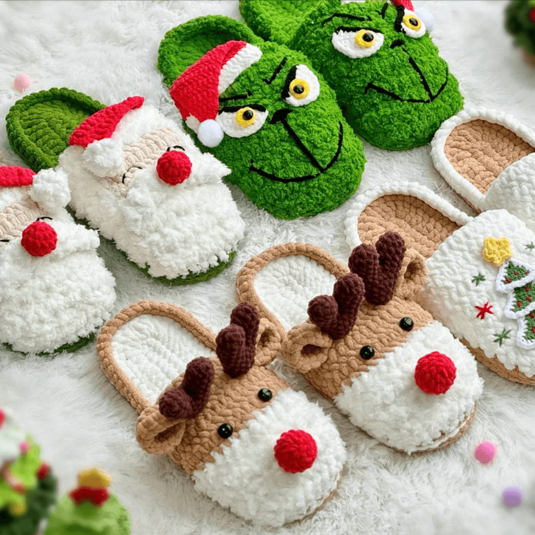 220 - Pantufas de natal amigurumi - Pantufas natalinas - Receita Passo a Passo - 1 (1)