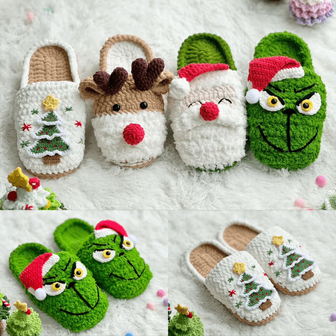 220 - Pantufas de natal amigurumi - Pantufas natalinas - Receita Passo a Passo - 3 (1)